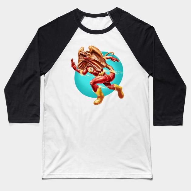 Frilled Neck Flash Baseball T-Shirt by MalSemmensArt